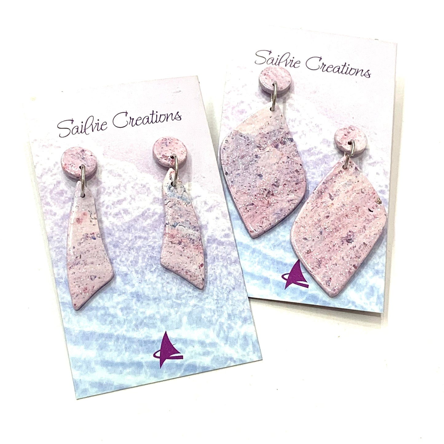 Sailvie Creations - Diamond Lavender Stone Stud Top Dangle Earrings