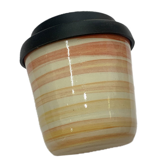 EARTH BY HAND- Hand Painted Lidded Tumblers/Cups- Red/Orange + Black Lid