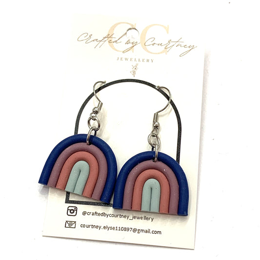 CRAFTED BY COURTNEY- Blue Rainbow Hook Earrings