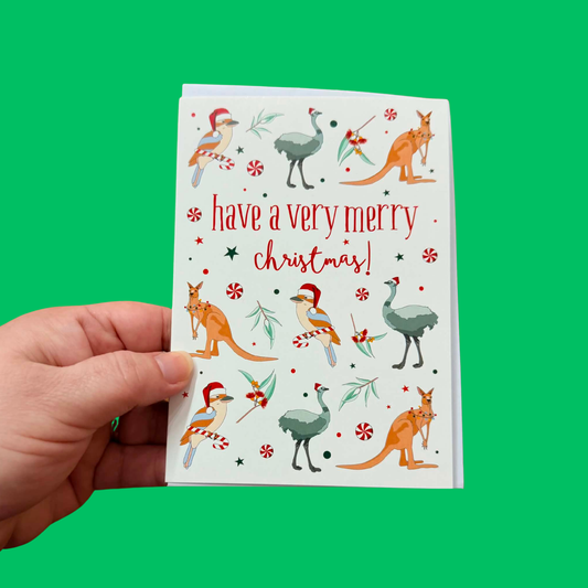 CANDLEBARK CREATIONS - "Aussie Christmas Friends" Australiana Christmas- Single Card