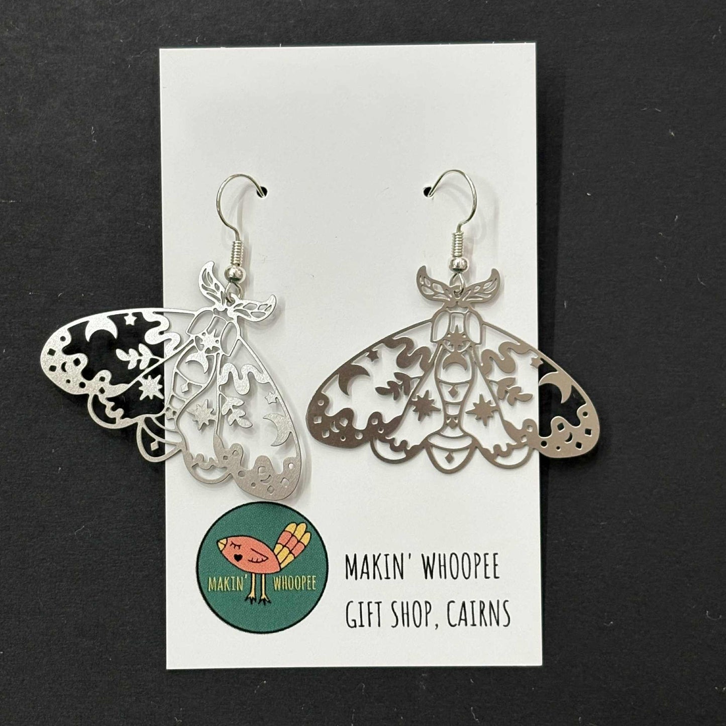 MAKIN' WHOOPEE - "Moonlit Moth" Stainless Steel Earrings
