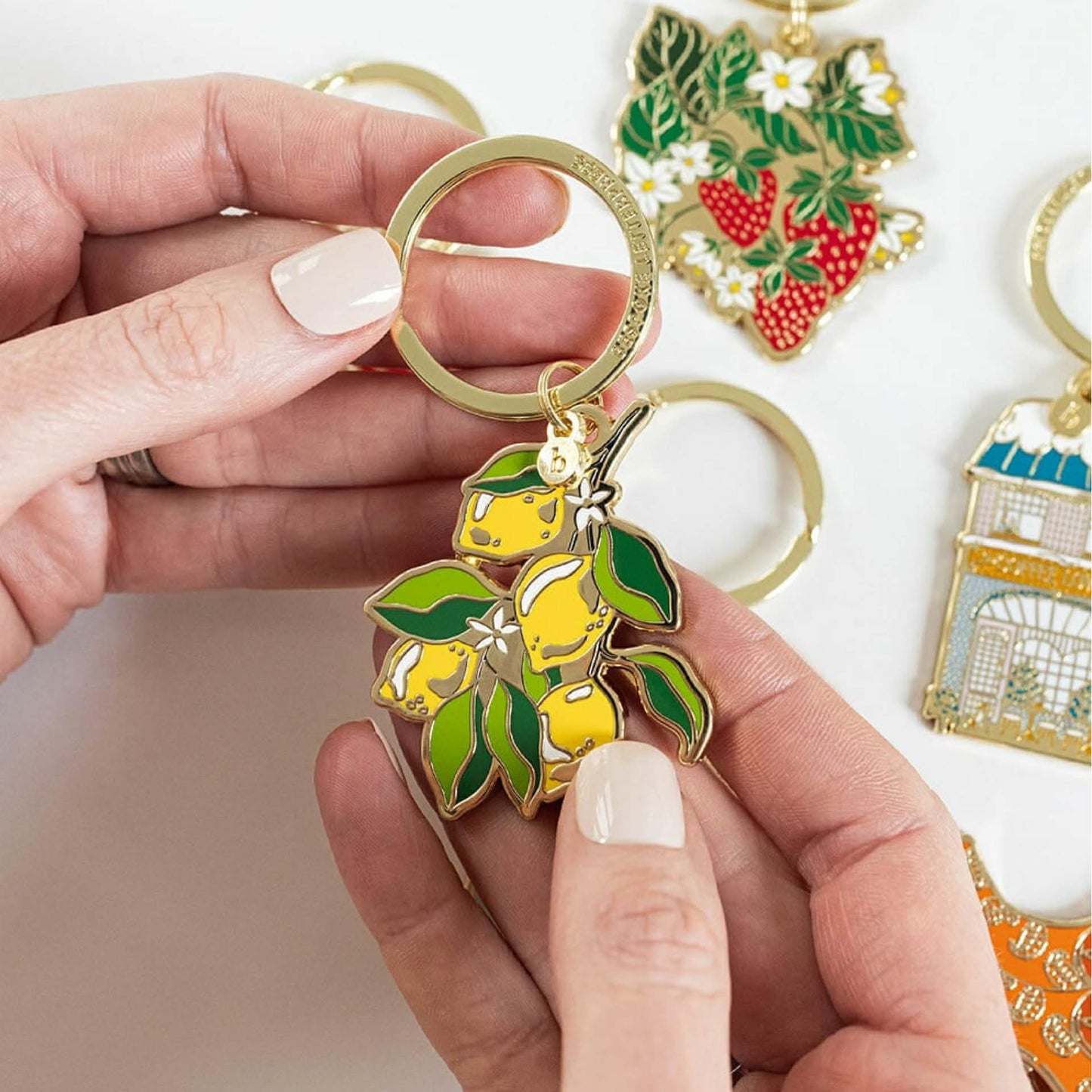 BESPOKE LETTERPRESS - Lemon - Enamel Key Ring