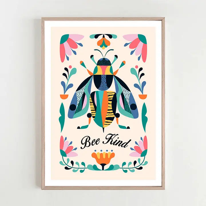 3 BIRDIES STUDIO- "Bee Kind" A4 Art Print