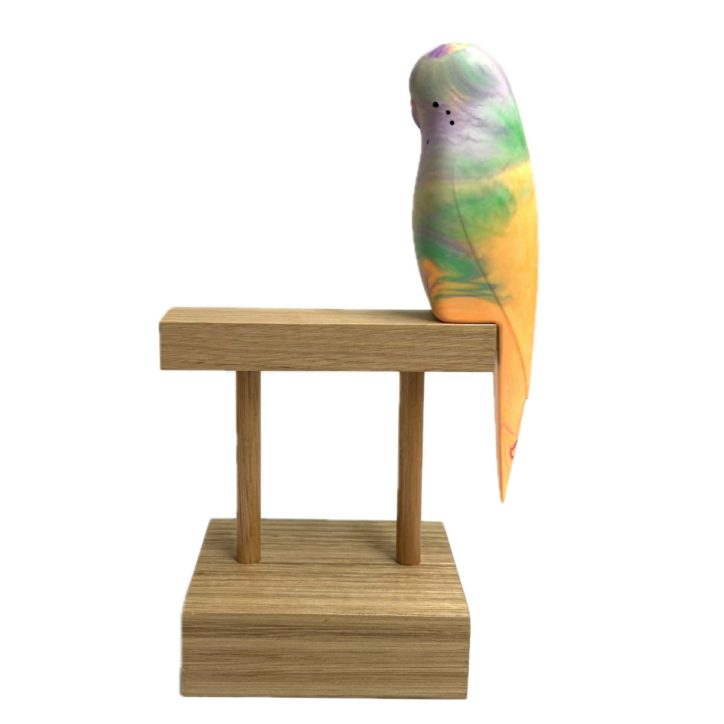 PETE CROMER - RESIN BUDGERIGAR #14 BUBBLEGUM COLOURFUL SWIRL