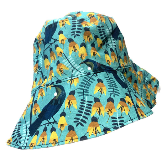 Teacups n Quilts- NZ Tui Fabric Hat- Adult Size