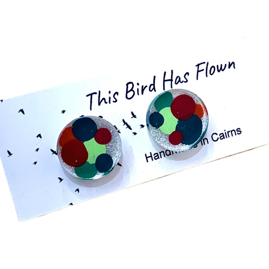 THIS BIRD HAS FLOWN- Handpainted Christmas Small Studs- #9