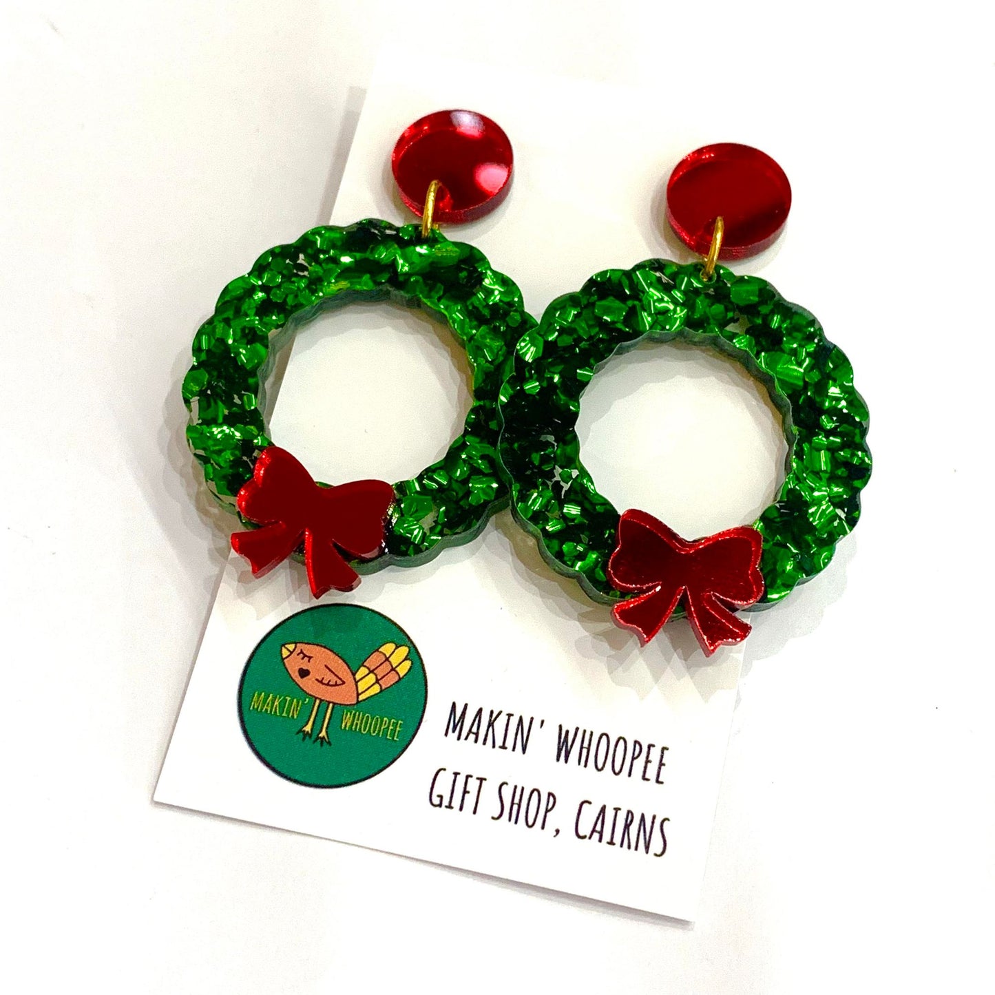 MAKIN' WHOOPEE - “Christmas Wreath” STUD DANGLES