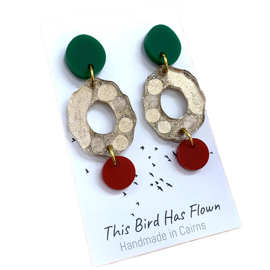 THIS BIRD HAS FLOWN- Funky Christmas Earrings- Rings #1