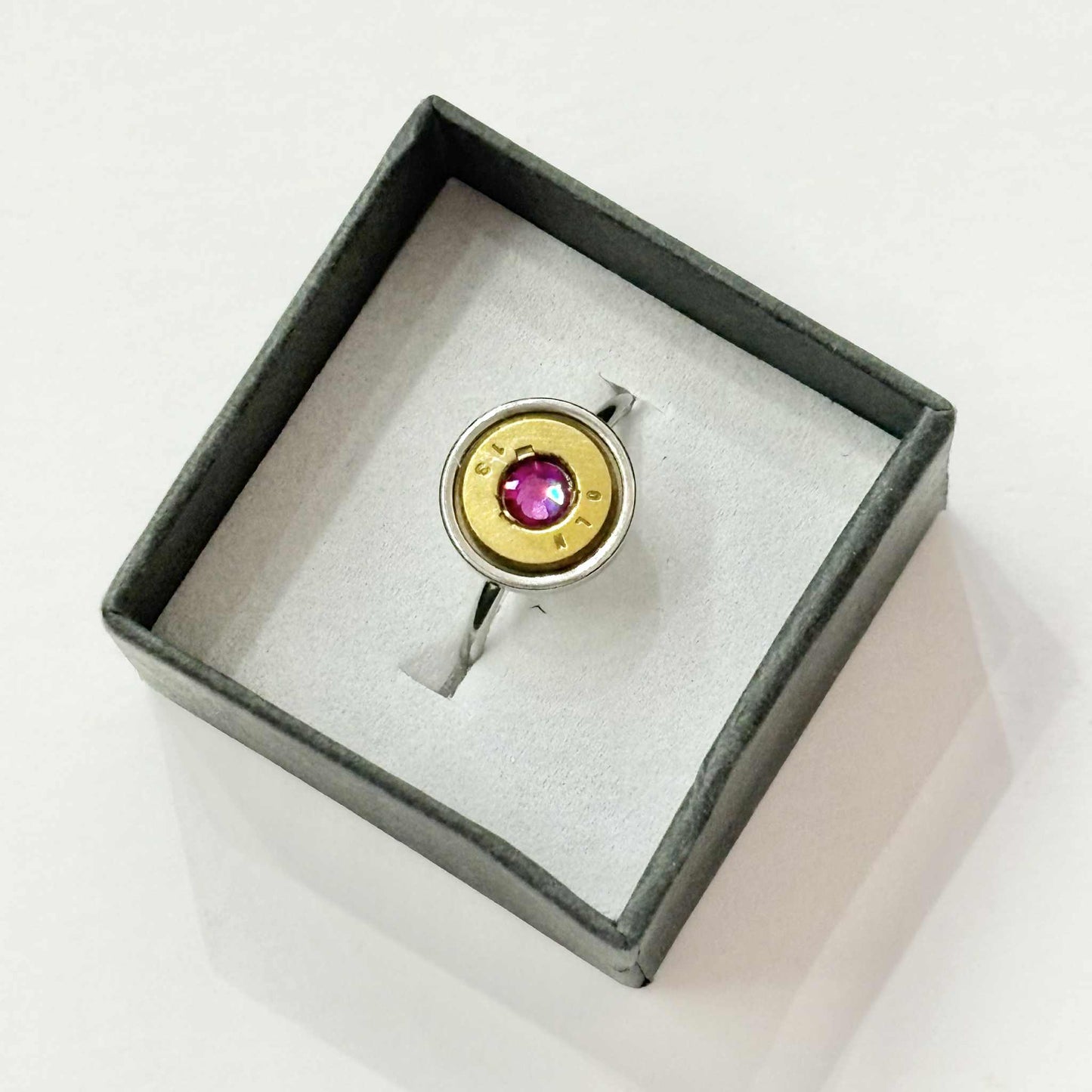 WILD BRASS- Adjustable Rings- Dark Pink Swarovski Crystal