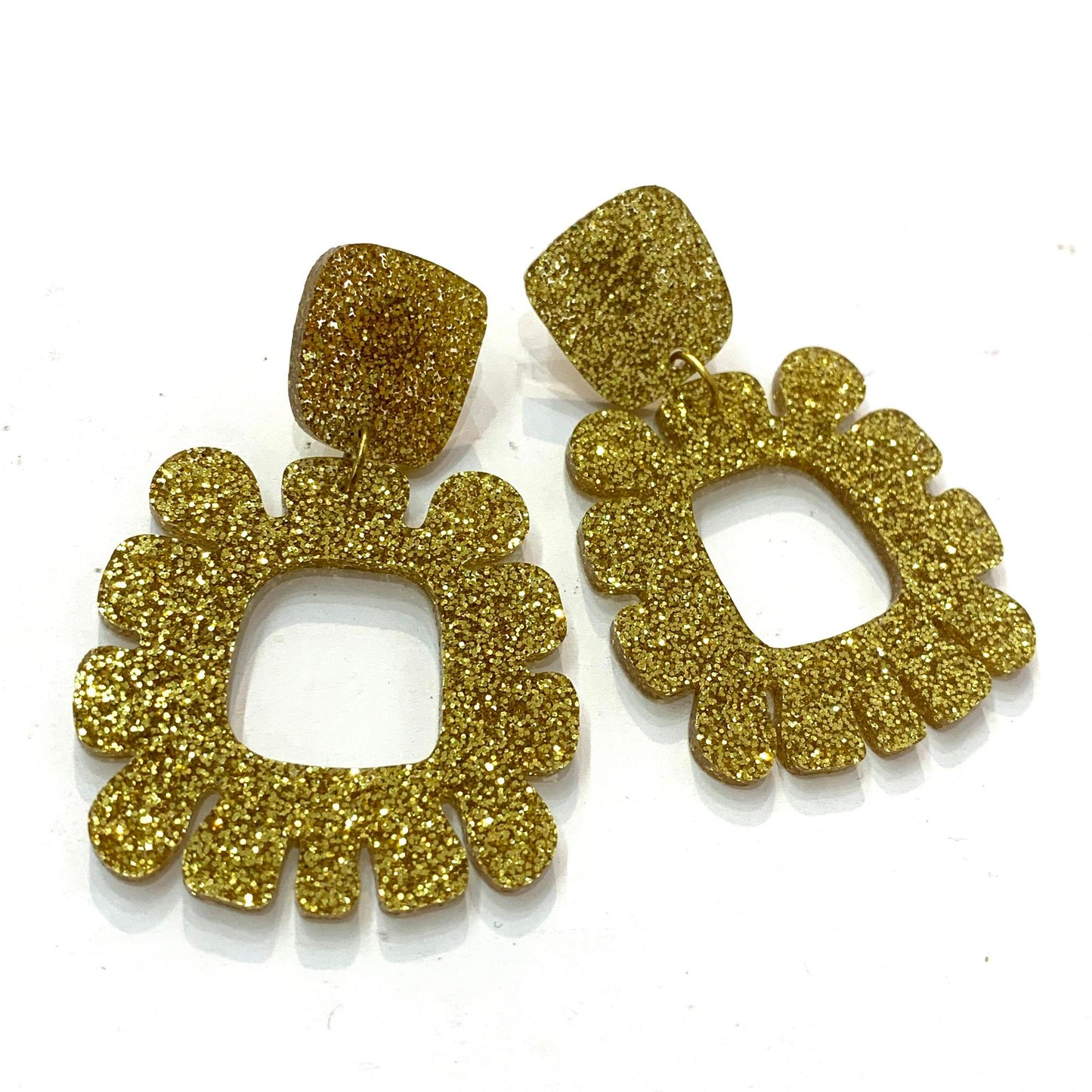 MAKIN' WHOOPEE - "Funky Flowers" - Statement Dangles - Gold Disco Dust