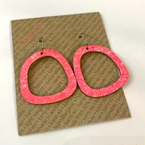 KAMI-SO- Square Recycled Paper Earrings - Pink Speckle: Small Hoop