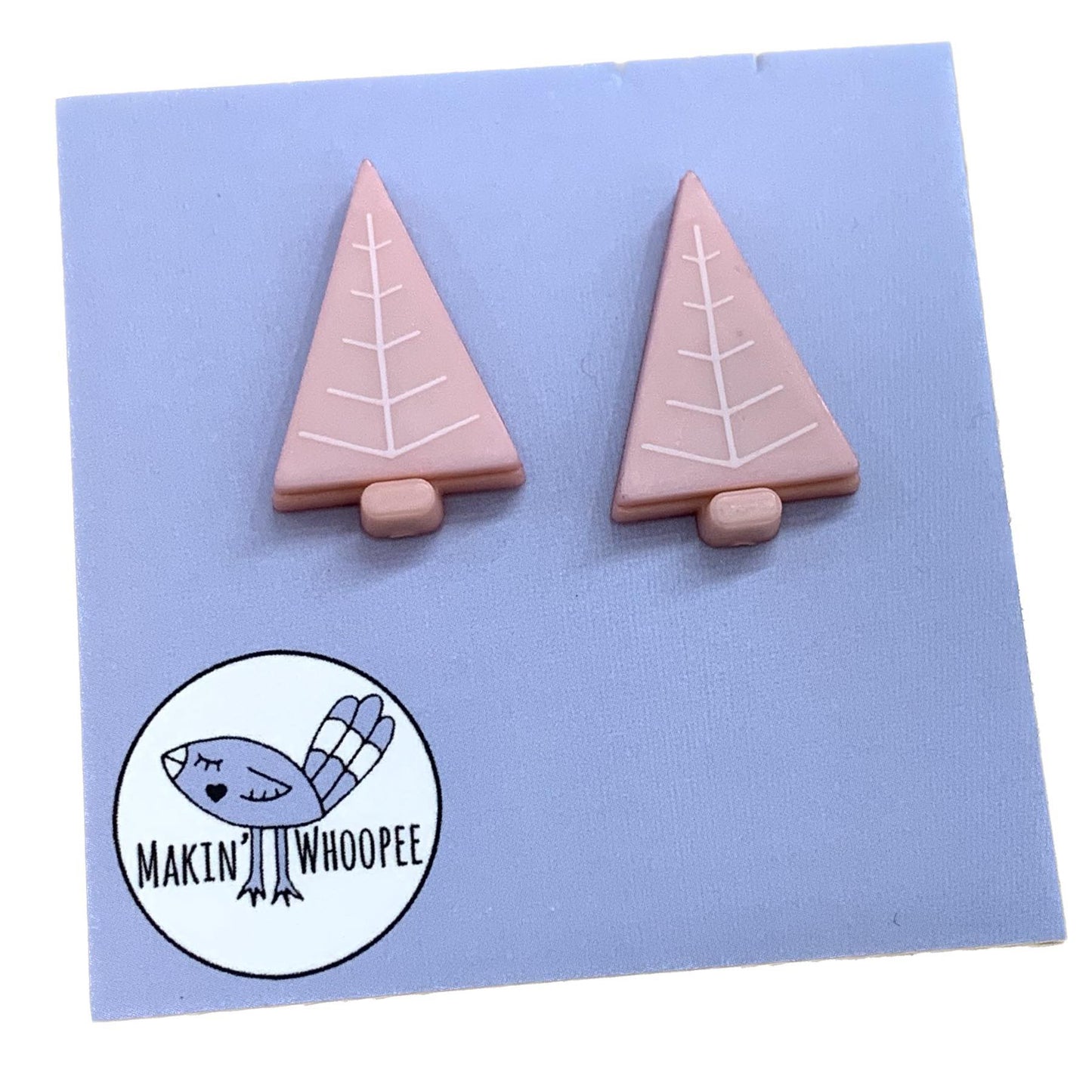 MAKIN' WHOOPEE - Button Christmas Tree Studs- Pink