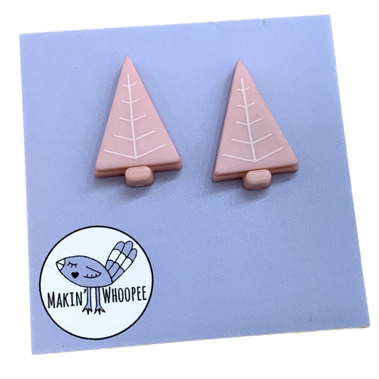 MAKIN' WHOOPEE - Button Christmas Tree Studs- Pink