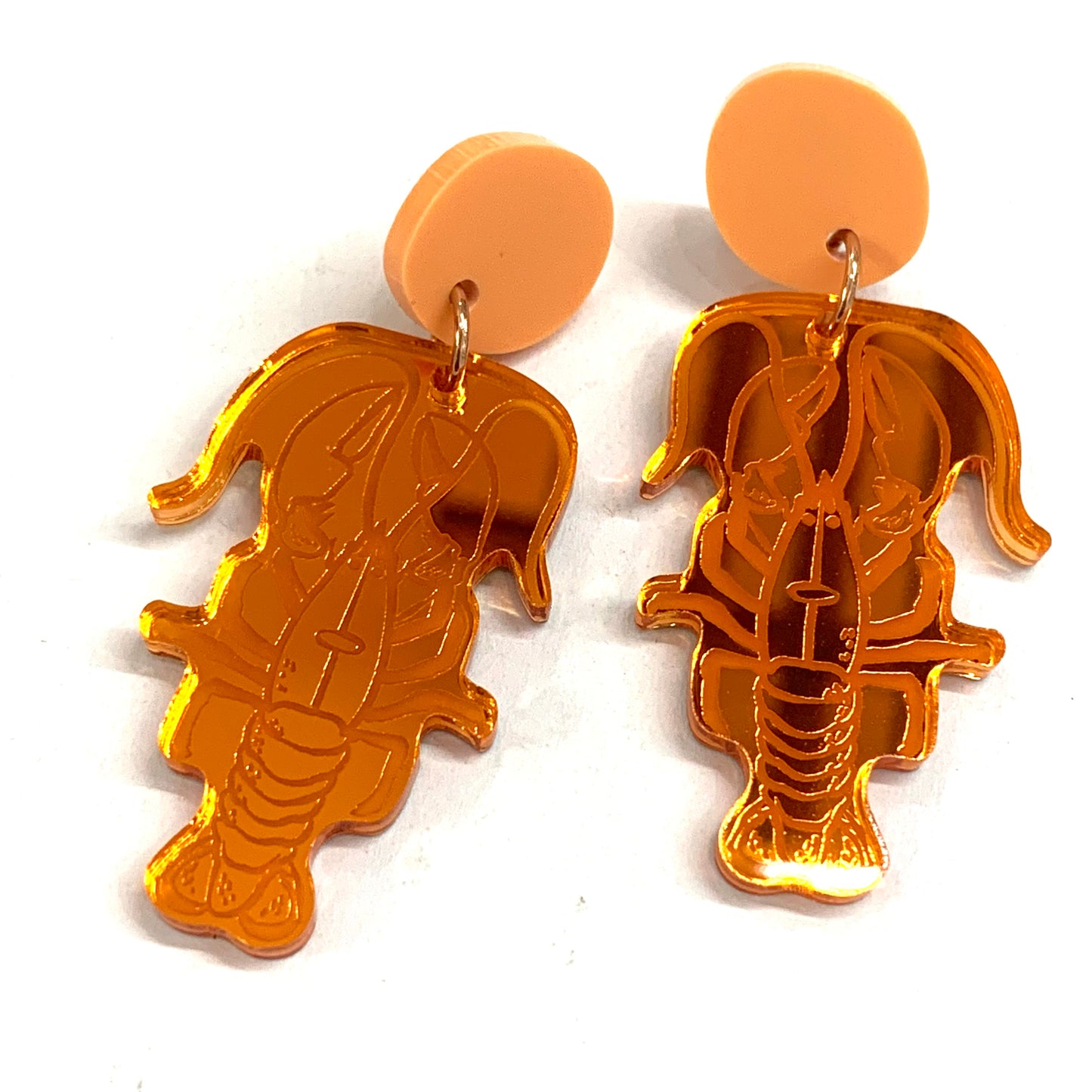 MAKIN' WHOOPEE - Mirror Orange Lobster- Ocean Collection Stud Top Dangles