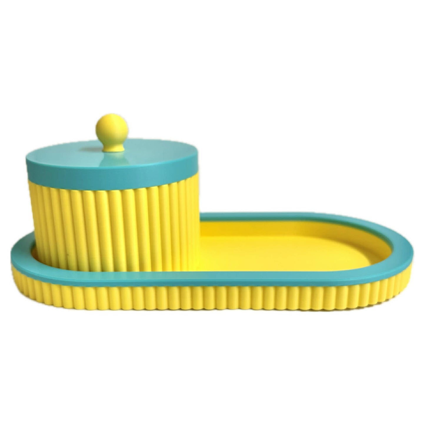 DWAYNSKI.3D - Royal Tray and Bowl Set - Yellow and Turquoise