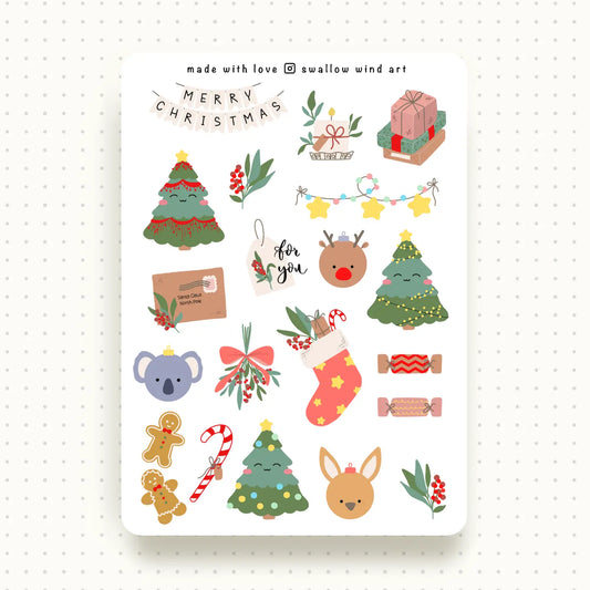 SWALLOW WIND ART - CUTE AUSTRALIAN CHRISTMAS - STICKER SHEET