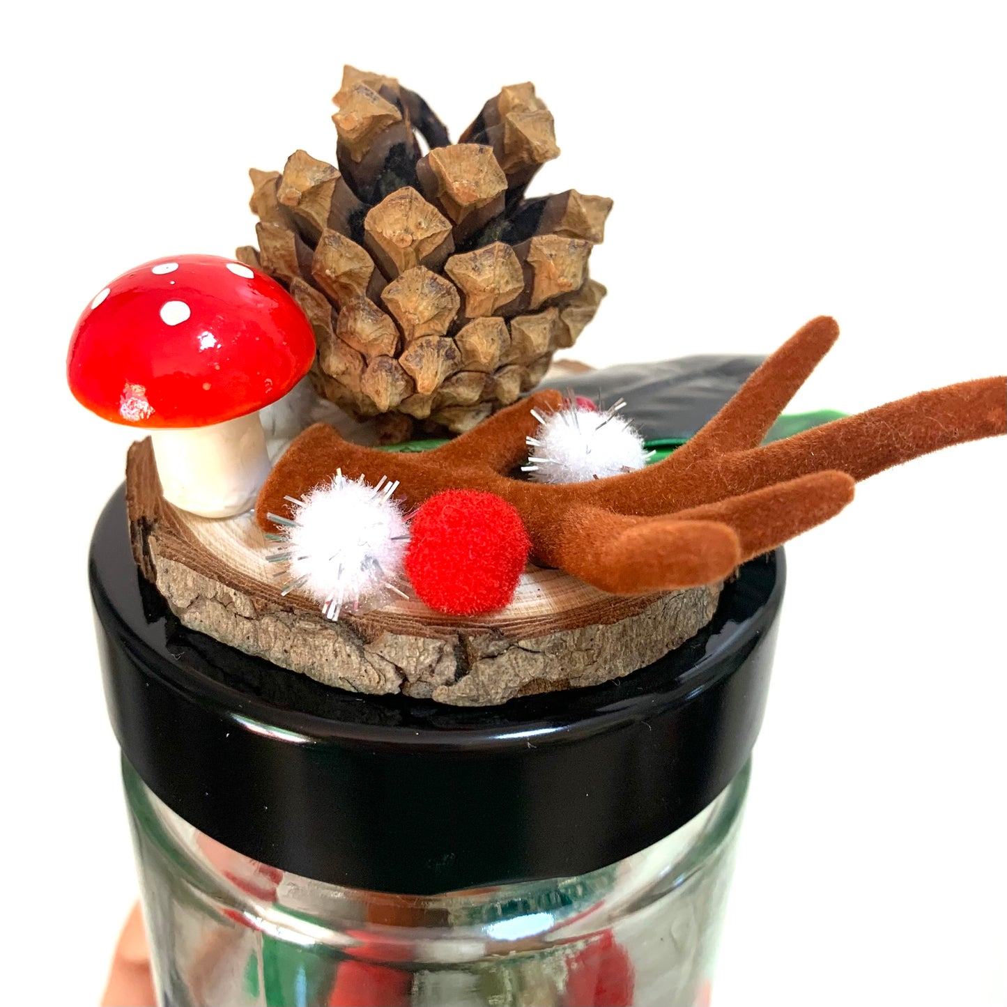 THIS BIRD HAS FLOWN- Christmas Jar Decoration- Small Woodland Antler