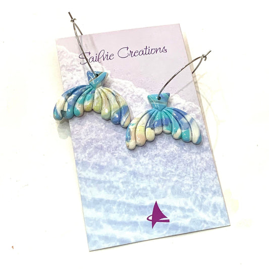 Sailvie Creations - Mermaid Tail Beachy Hoop Dangle Earrings