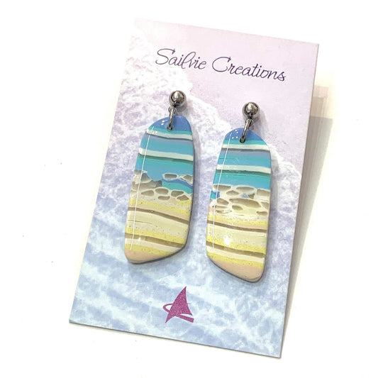 Sailvie Creations - Long Beachy Ball Stud Dangle Earrings