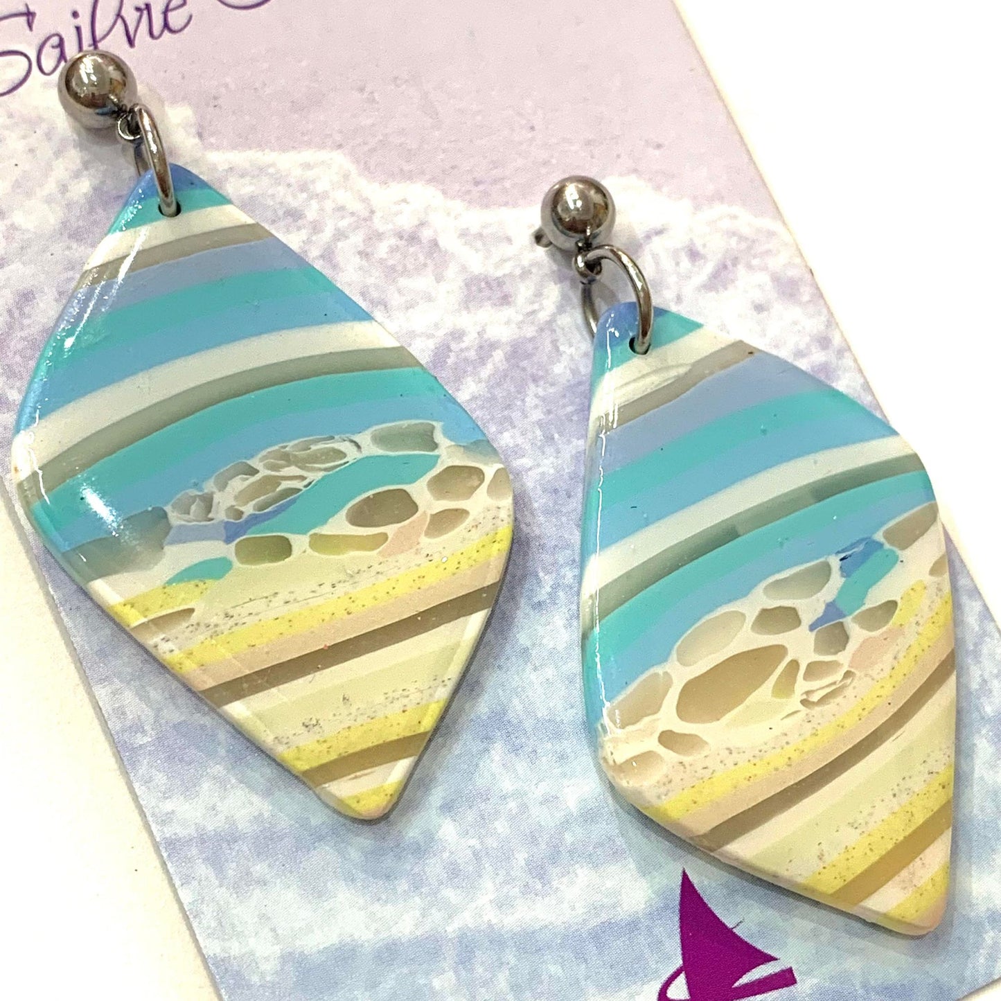 Sailvie Creations - Diamond Beachy Ball Stud Dangle Earrings