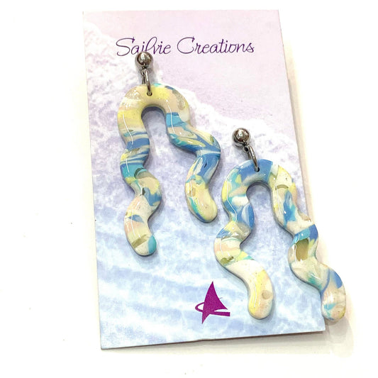 Sailvie Creations - Squiggle Beachy Ball Stud Dangle Earrings
