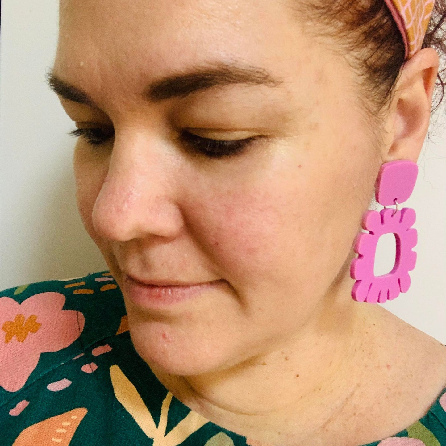 MAKIN' WHOOPEE - "Funky Flowers" - Statement Dangles - Matte Cherry Red