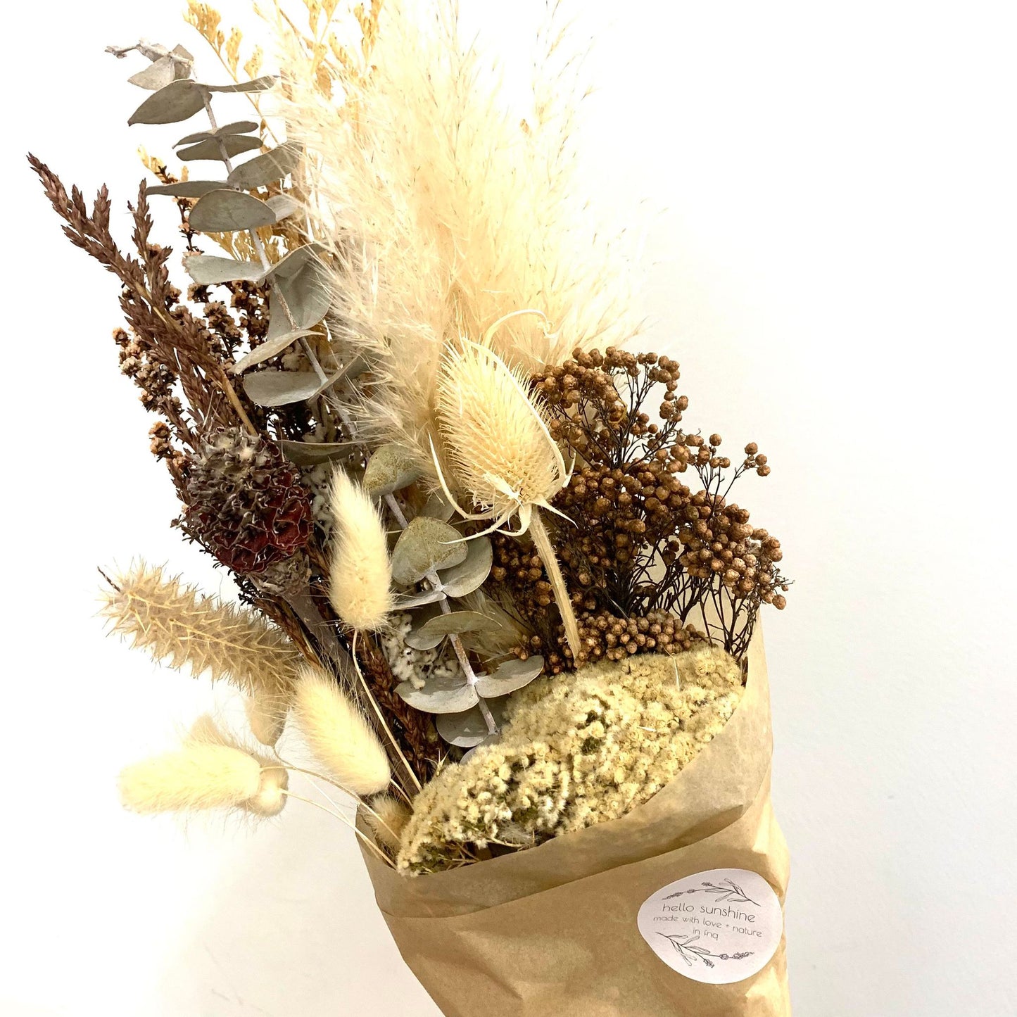 HELLO SUNSHINE FNQ - Preserved Flower Posy- Tall Natural/Brown #2