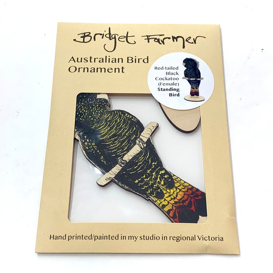 BRIDGET FARMER PRINTMAKER- Standing Black Cockatoo- Female