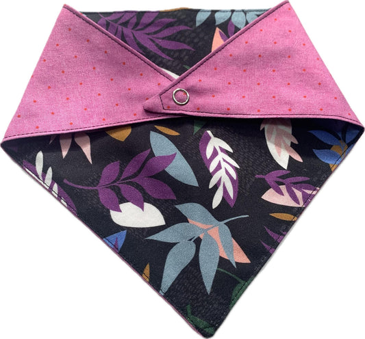 MAKIN' WHOOPEE - Small Pet Bandana- Black with Leaves & Red Spots