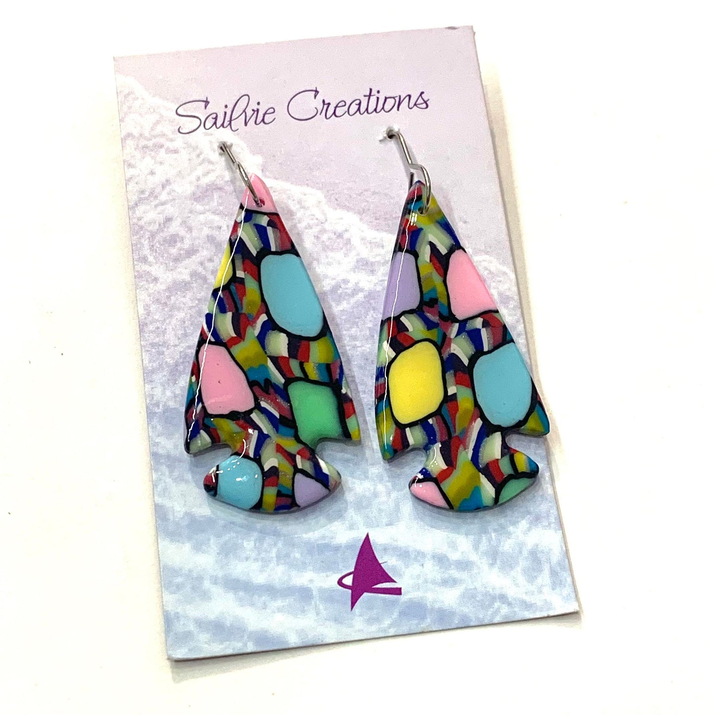 Sailvie Creations - Arrowhead Colourful Hook Dangle Earrings