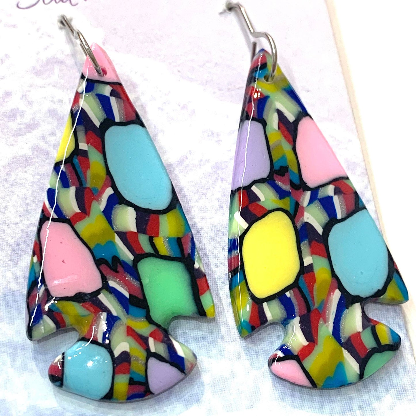 Sailvie Creations - Arrowhead Colourful Hook Dangle Earrings