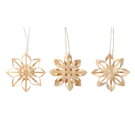 ROBERT GORDON POTTERY - SNOWFLAKE SMALL 12CM SET OF 3 - WOVEN CHRISTMAS DECORATIONS