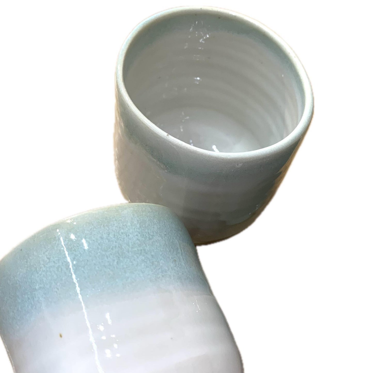 EARTH BY HAND- Espresso/Piccolo Cups- White Clay with Blue Rims