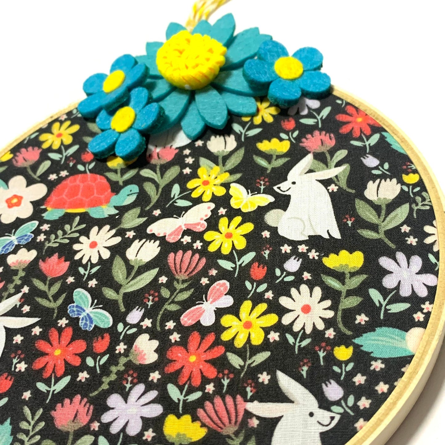 THIS BIRD HAS FLOWN- "Spring Bunnies" Medium Embroidery Hoop Easter Decoration
