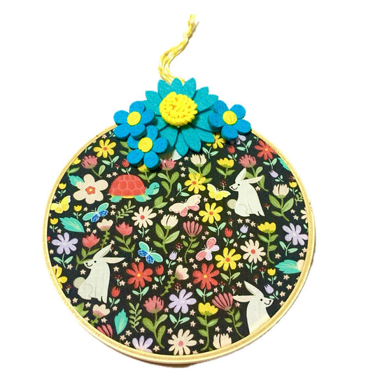 MAKIN' WHOOPEE- "Spring Bunnies" Medium Embroidery Hoop Easter Decoration