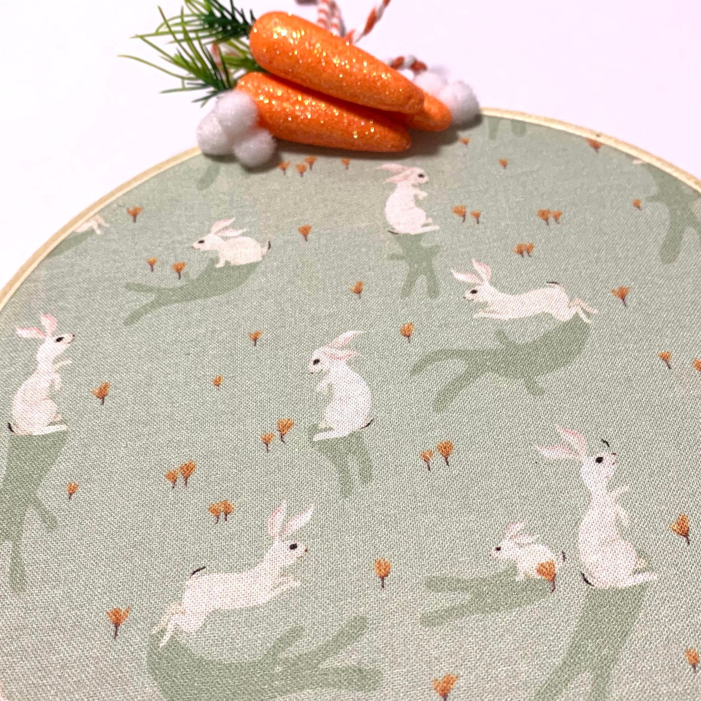 THIS BIRD HAS FLOWN- "Bunny Shadows" Large Embroidery Hoop Easter Decoration
