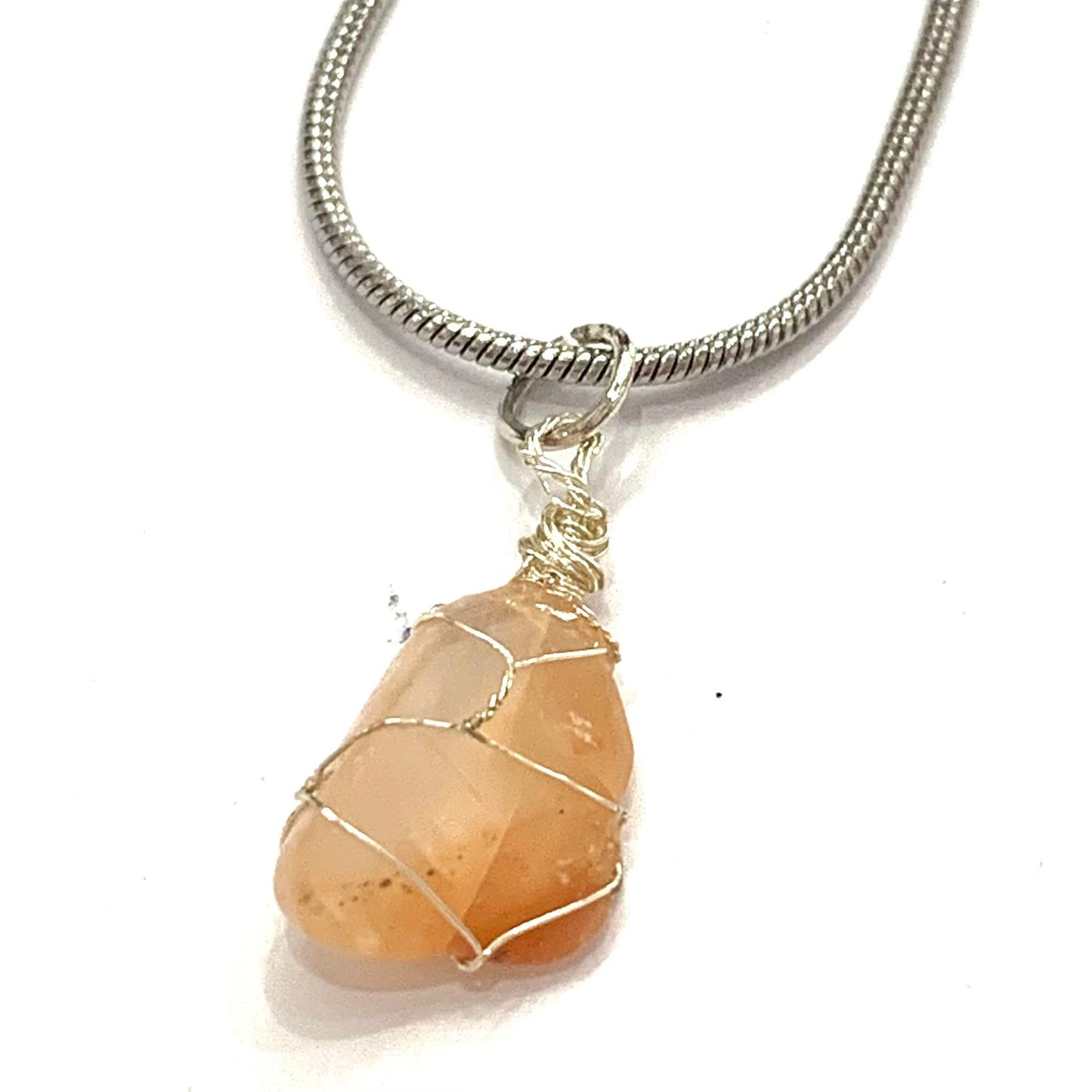 Cosmic Creations - Wrapped Crystal Necklace- Small Strawberry Quartz