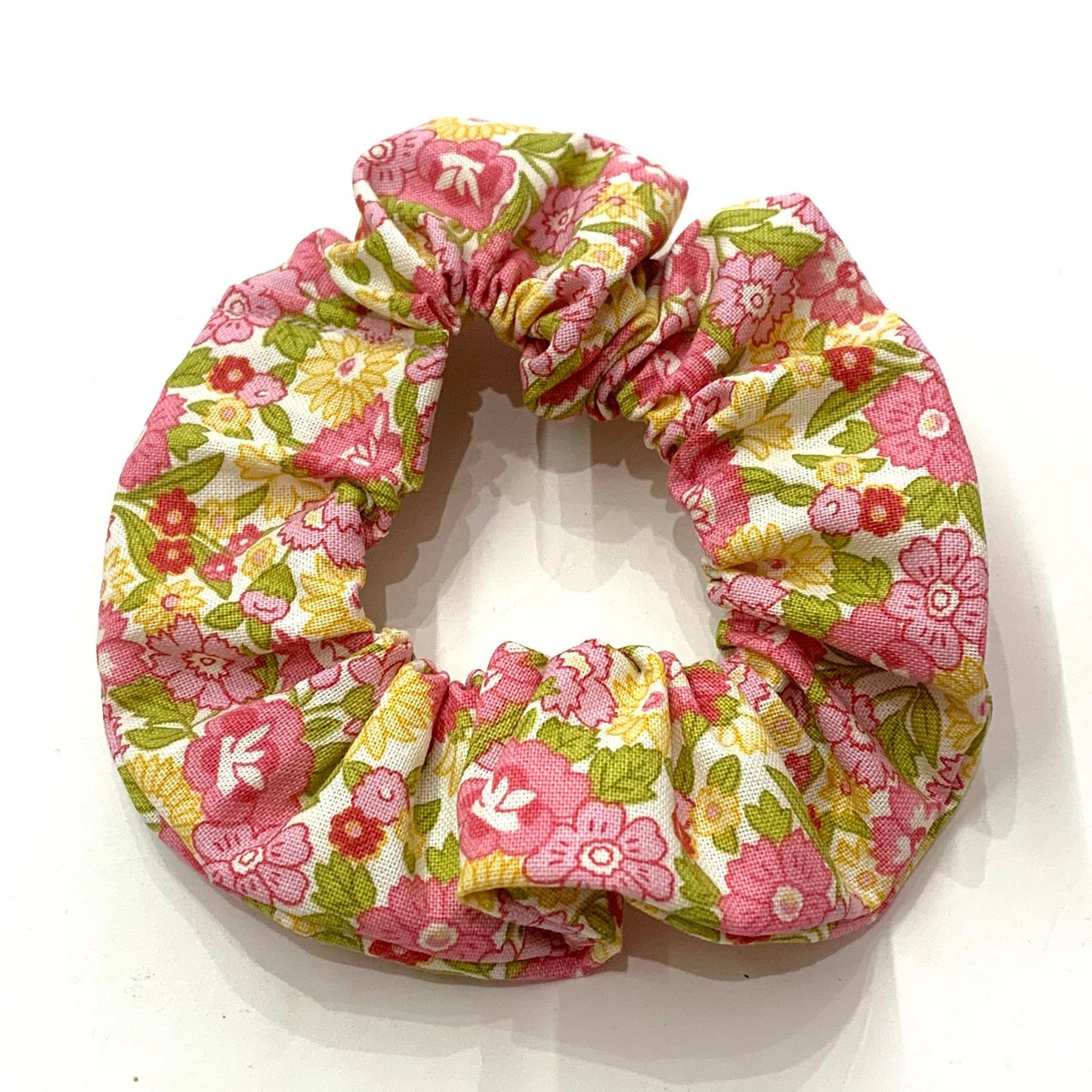 MAKIN' WHOOPEE - "Pink & Yellow Floral"  REGULAR SCRUNCHIES