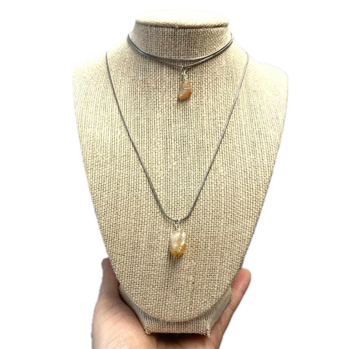 Cosmic Creations - Wrapped Crystal Necklace- Citrine