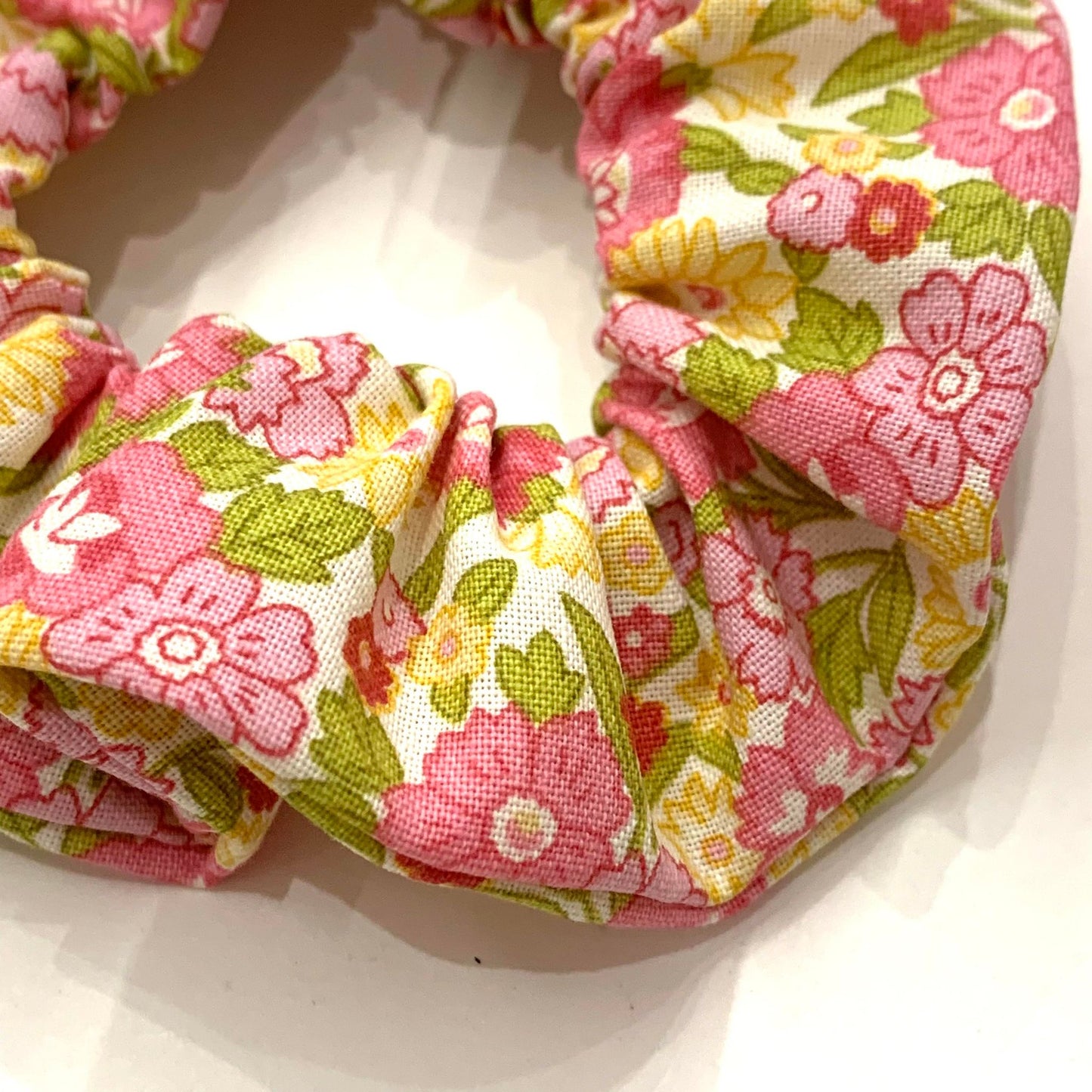 MAKIN' WHOOPEE - "Pink & Yellow Floral"  REGULAR SCRUNCHIES