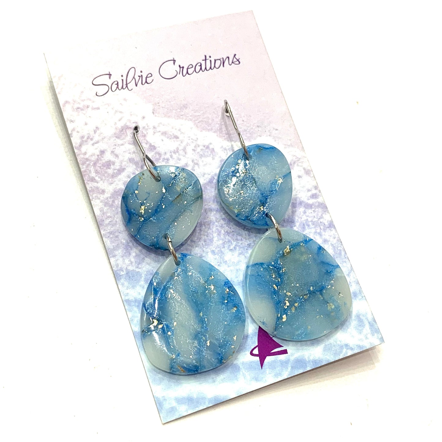 Sailvie Creations - Double Blue Water Hook Dangle Earrings