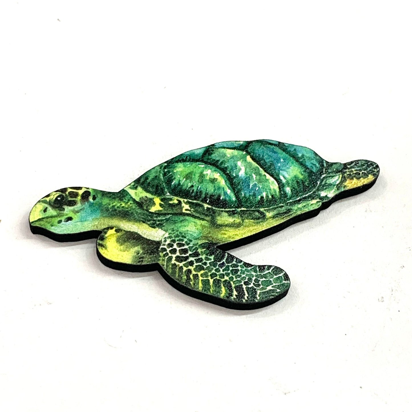 MAKIN' WHOOPEE BROOCH - Green Sea Turtle  - Printed Timber Brooch