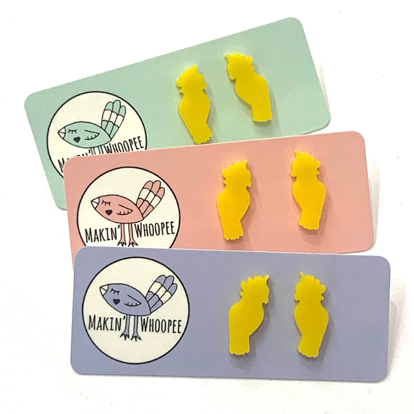 MAKIN' WHOOPEE - Little Aussies- "Cockatoo" Stud Earrings - Sunshine Yellow