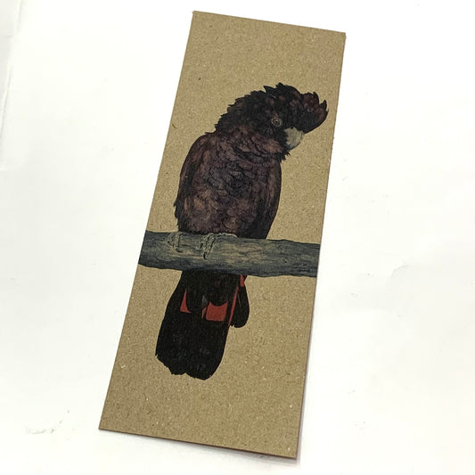 Shanna Trees Creations- "Red Tailed Black Cockatoo" Bookmark- Natural Paper