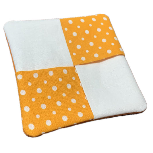 MAKIN' WHOOPEE- SINGLE WINE GLASS SLIPPER/COASTERS- Orange & White Spots