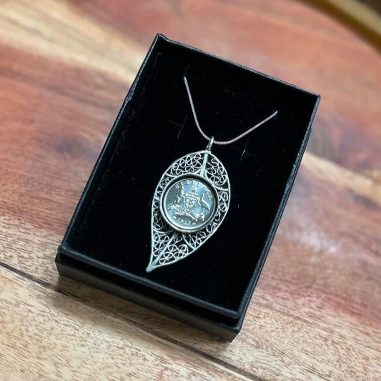 MOLLY MADE- "1963 Sixpence" Leaf Shaped Pendant Necklace
