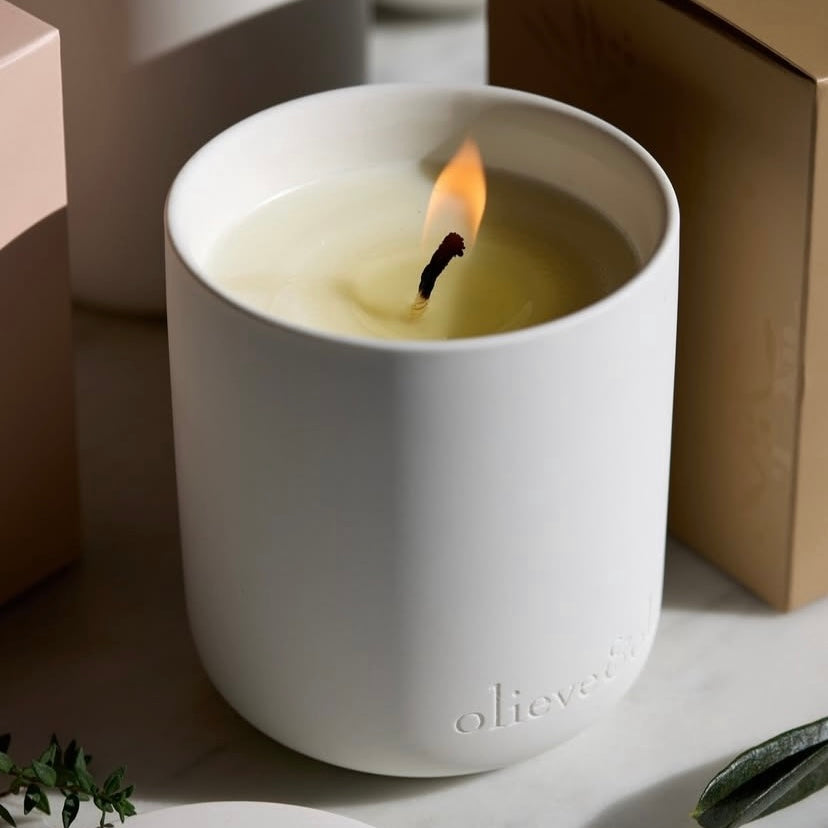 OLIEVE AND OLIE- Waterlily & Pink Grapefruit- Ceramic Candle