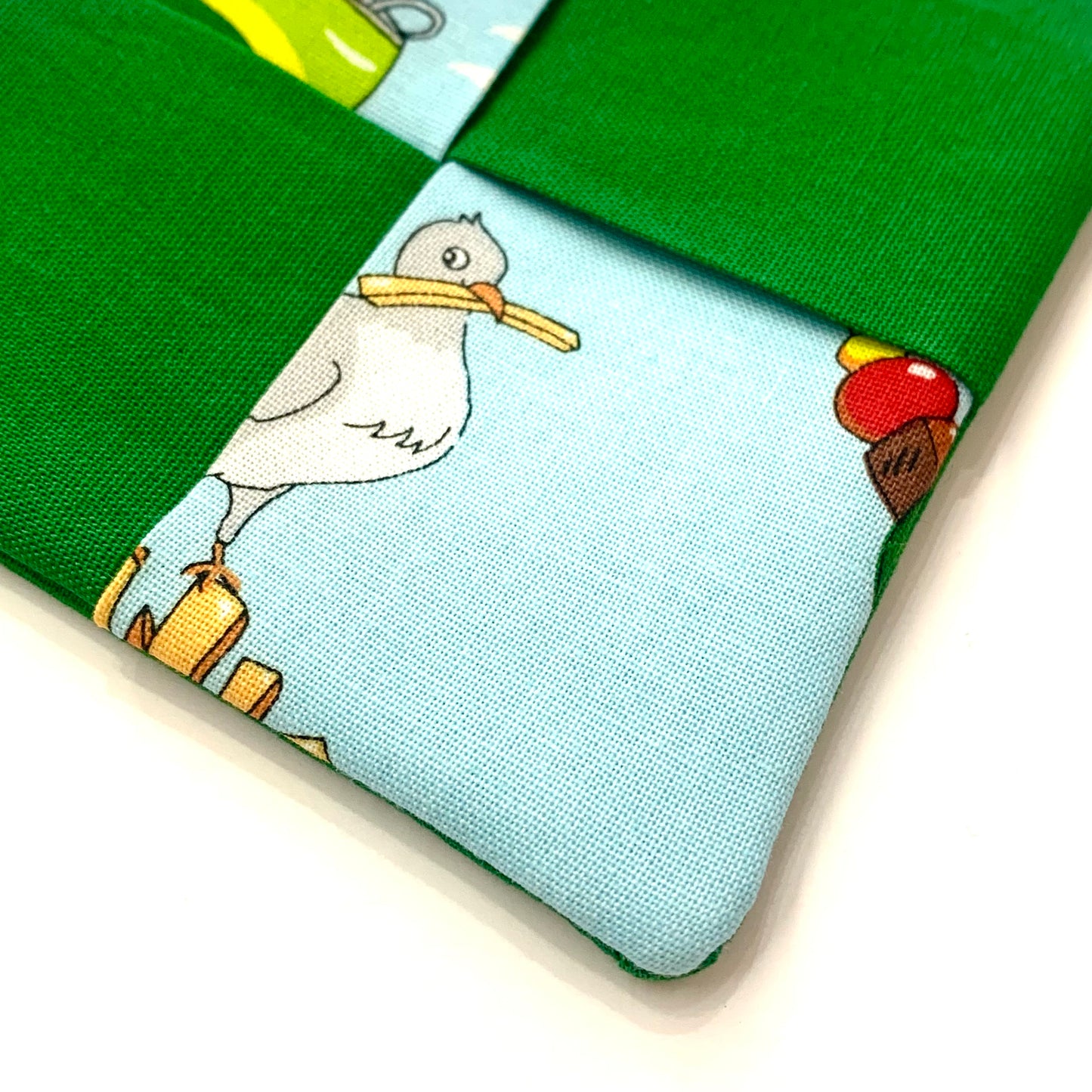 MUMMA WHOOPEE- SINGLE WINE GLASS SLIPPER/COASTERS- Funny Food & Green