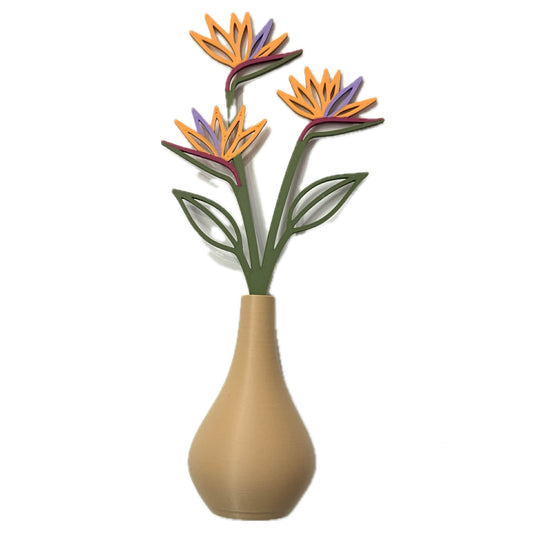 DWAYNSKI.3D - BIRD OF PARADISE - MAGNETIC BUD VASE WITH PRINTED FLOWER STEM