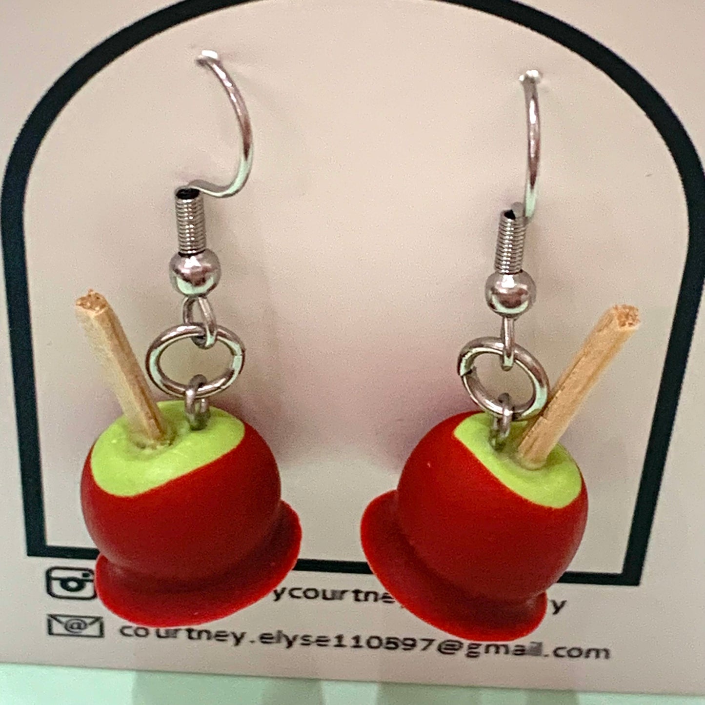 CRAFTED BY COURTNEY- Handmade Toffee Apple- Polymer Clay Earrings